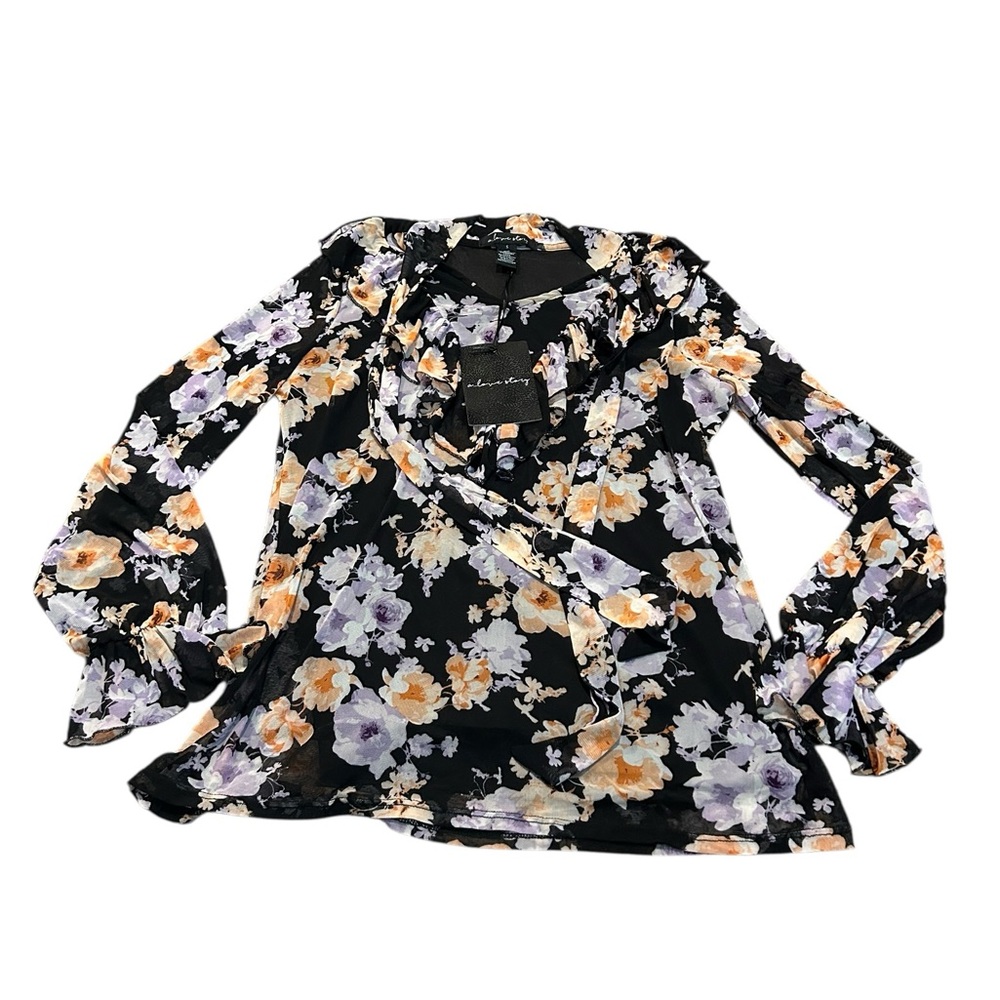 A LOVE STORY long sleeve floral blouse